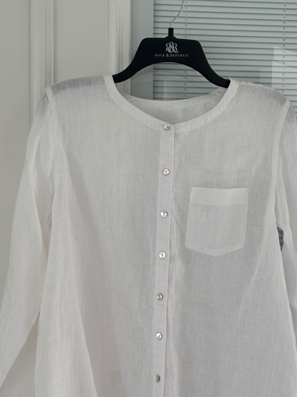 Sigrid Olsen White Linen Button Down Blouse Sz M